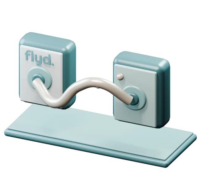 3D-illustrasjon: to enheter koblet sammen med en kabel